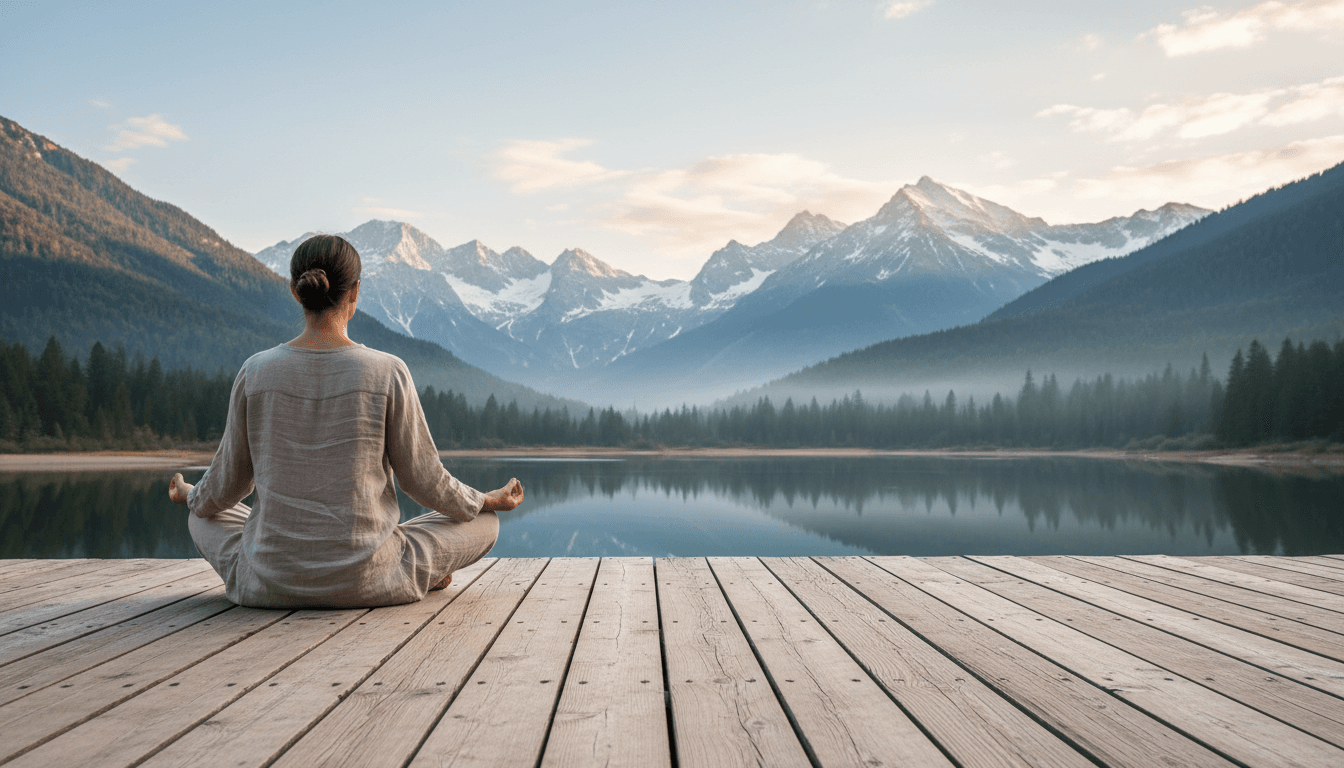 Stille Meditation mit Blick auf die Alpen